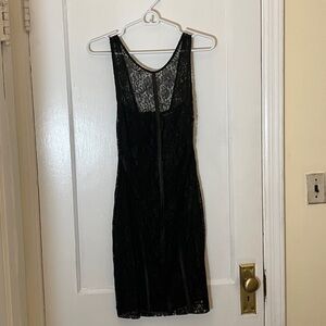 Bebe Lace Black Sleeveless Sheath Mini Dress Scoop Neck